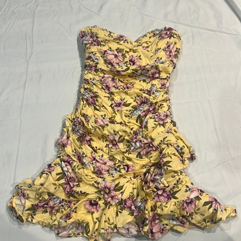 Yellow floral mini dress